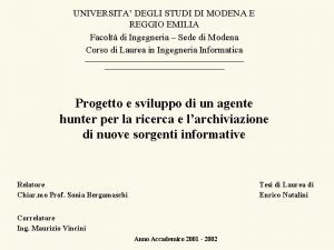 UNIVERSITA DEGLI STUDI DI MODENA E REGGIO EMILIA