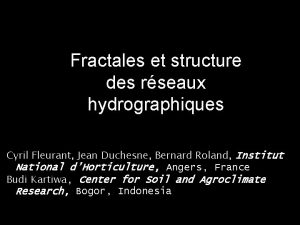 Fractales et structure des rseaux hydrographiques Cyril Fleurant