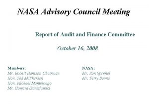 NASA Advisory Council Meeting Report of Audit and