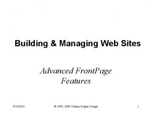 Building Managing Web Sites Advanced Front Page Features