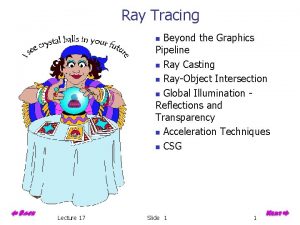 Ray Tracing Beyond the Graphics Pipeline n Ray