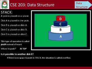 Data Structure CSE 203 Data Structure STACK A