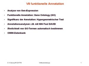 V 9 funktionelle Annotation Analyse von GenExpression Funktionelle