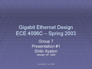 Gigabit Ethernet Design ECE 4006 C Spring 2003