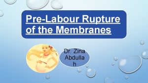 PreLabour Rupture of the Membranes Dr Zina Abdulla