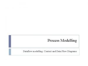 Process Modelling Dataflow modelling Context and Data Flow