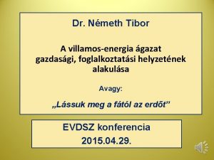 Dr Nmeth Tibor A villamosenergia gazat gazdasgi foglalkoztatsi