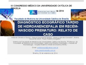 IX CONGRESSO MDICO DA UNIVERSIDADE CATLICA DE BRASLIA