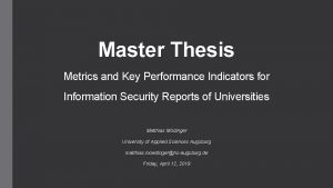 Master Thesis Metrics and Key Performance Indicators for