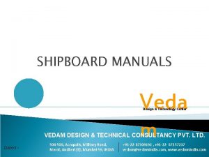 SHIPBOARD MANUALS Veda m Design Technology Center VEDAM