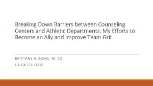 Breaking Down Barriers between Counseling Centers and Athletic