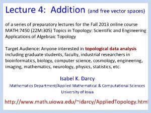 Lecture 4 Addition and free vector spaces of