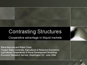 Contrasting Structures Cooperative advantage in illiquid markets Steve