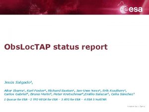 Obs Loc TAP status report Jess Salgado 1