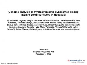 Genome analysis of myelodysplastic syndromes among atomic bomb