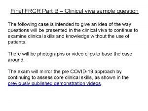 Final FRCR Part B Clinical viva sample question