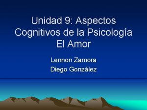 Unidad 9 Aspectos Cognitivos de la Psicologa El