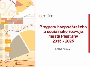 Program hospodrskeho a socilneho rozvoja mesta Pieany 2015