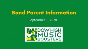Band Parent Information September 1 2020 Spirit Items