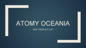 ATOMY OCEANIA 2020 PRODUCT LIST SKINCARE Code Product