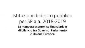 Istituzioni di diritto pubblico per SP a a