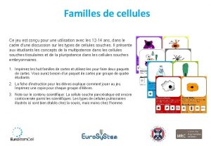 Familles de cellules Ce jeu est conu pour