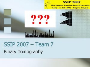 SSIP 2007 Team 7 Binary Tomography Project 16