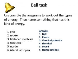 Bell task Unscramble the anagrams to work out