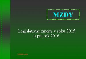 MZDY Legislatvne zmeny v roku 2015 a pre
