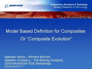 Model Based Definition for Composites Or Composite Evolution