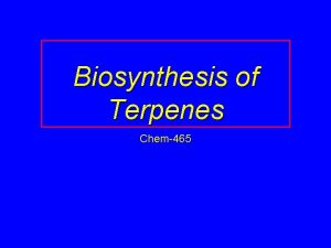 Biosynthesis of Terpenes Chem465 Isopentenyl Pyrophosphate The Biological