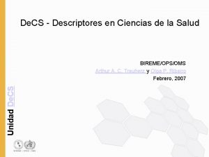 De CS Descriptores en Ciencias de la Salud