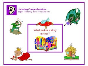 Listening Comprehension Topic Identifying Basic Story Elements What