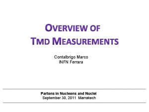 Contalbrigo Marco INFN Ferrara Partons in Nucleons and