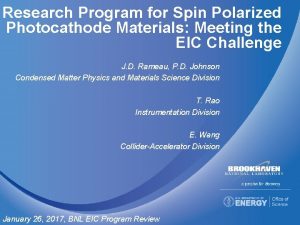 Research Program for Spin Polarized Photocathode Materials Meeting