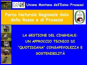 Unione Montana dellEsinoFrasassi Parco Naturale Regionale Gola della