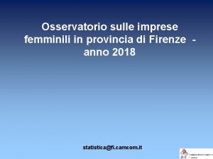Osservatorio sulle imprese femminili in provincia di Firenze
