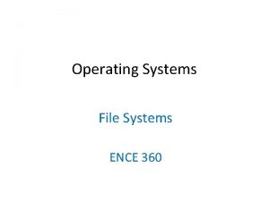 Operating Systems File Systems ENCE 360 Motivation Top