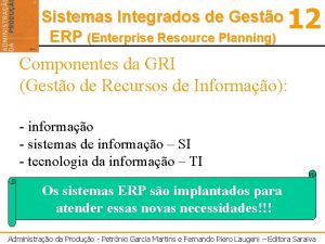 Sistemas Integrados de Gesto ERP Enterprise Resource Planning