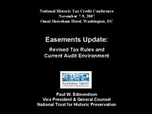 National Historic Tax Credit Conference November 7 9