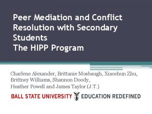 Peer Mediation and Conflict Resolution with Secondary Students