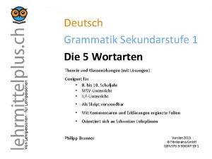 Deutsch Grammatik Sekundarstufe 1 Die 5 Wortarten Theorie