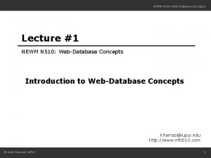 NEWMN 510 WebDatabase Concepts Lecture 1 NEWM N