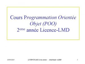 Cours Programmation Oriente Objet POO 2 eme anne