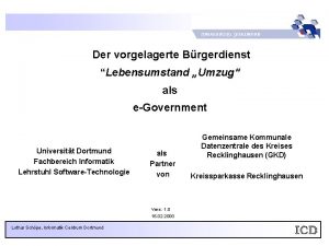 Der vorgelagerte Brgerdienst Lebensumstand Umzug als eGovernment Universitt