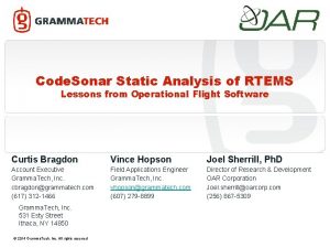 Code Sonar Static Analysis of RTEMS Lessons from