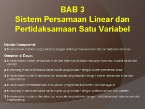 BAB 3 Sistem Persamaan Linear dan Pertidaksamaan Satu