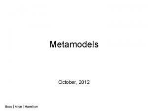 Metamodels October 2012 DDI SUPPORT FOR HEALTH STUDIES