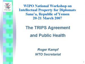 WIPO National Workshop on Intellectual Property for Diplomats