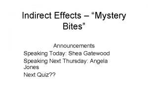 Indirect Effects Mystery Bites Announcements Speaking Today Shea